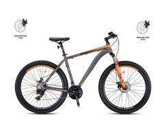 KRON XC 100 - 26 DAĞ BİSİKLETİ - 15 - 21 Vites - H.DISC - Mat Füme-Gri/Turuncu