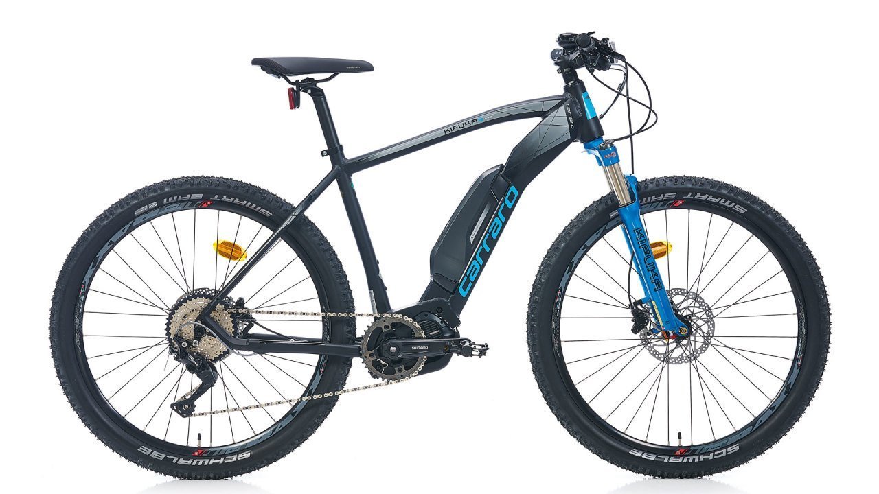 CARRARO KIFUKA 27.5 ELEKTRİKLİ DAĞ BİSİKLETİ 480H 11-V HD MAT SİYAH-MAVİ-GRİ