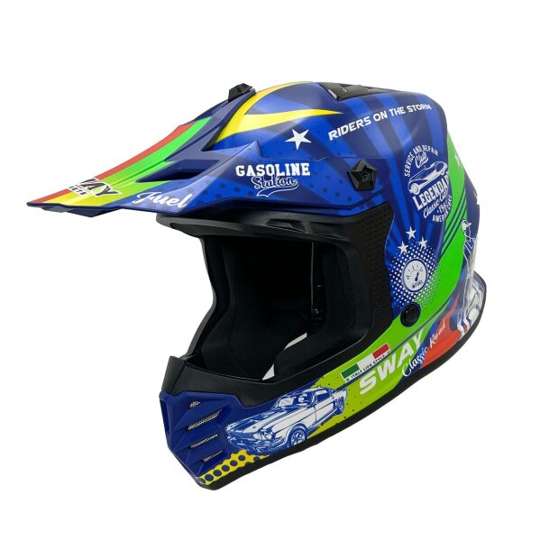 SWAY FS-618 GASSOLİNE GREED FULL FACE KASK MAVİ-KIRMIZI XL 53-54