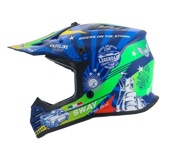 SWAY FS-618 GASSOLİNE GREED FULL FACE KASK MAVİ-KIRMIZI XL 53-54